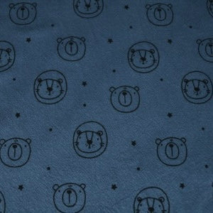 0,5 m Washed-Cotton Tiere Blau- Meterware