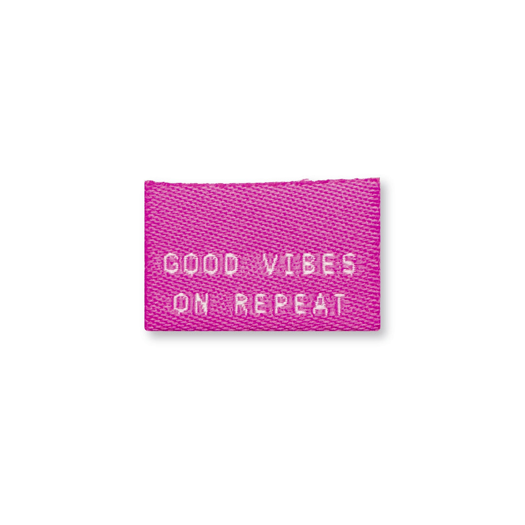 Weblabel Mini "Good vibes on repeat" - Pink - 3 Stück