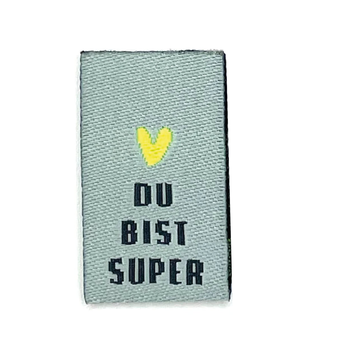 Weblabel "Du bist super" - Smokey Mint / Neon - 4 Stück