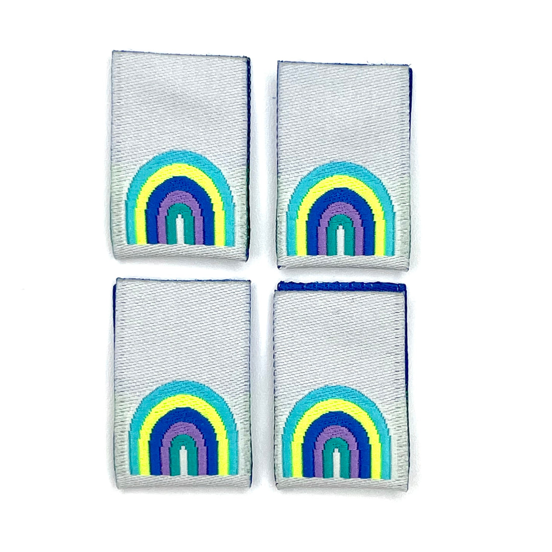 4 Weblabel Regenbogen - Blau / Neon