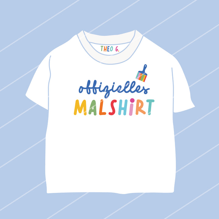 XL Bügelbild "offizielles Malshirt" + kleines ABC Blau A4