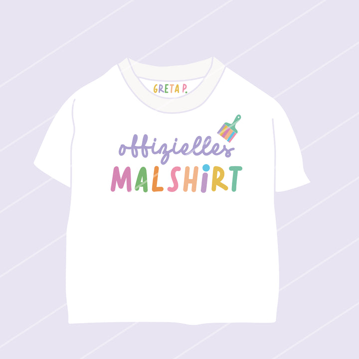 XL Bügelbild "offizielles Malshirt" + kleines ABC Flieder A4