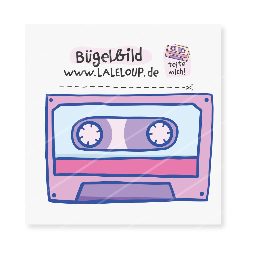 Bügelbild Mixtape - Blau/Rosa/Pink