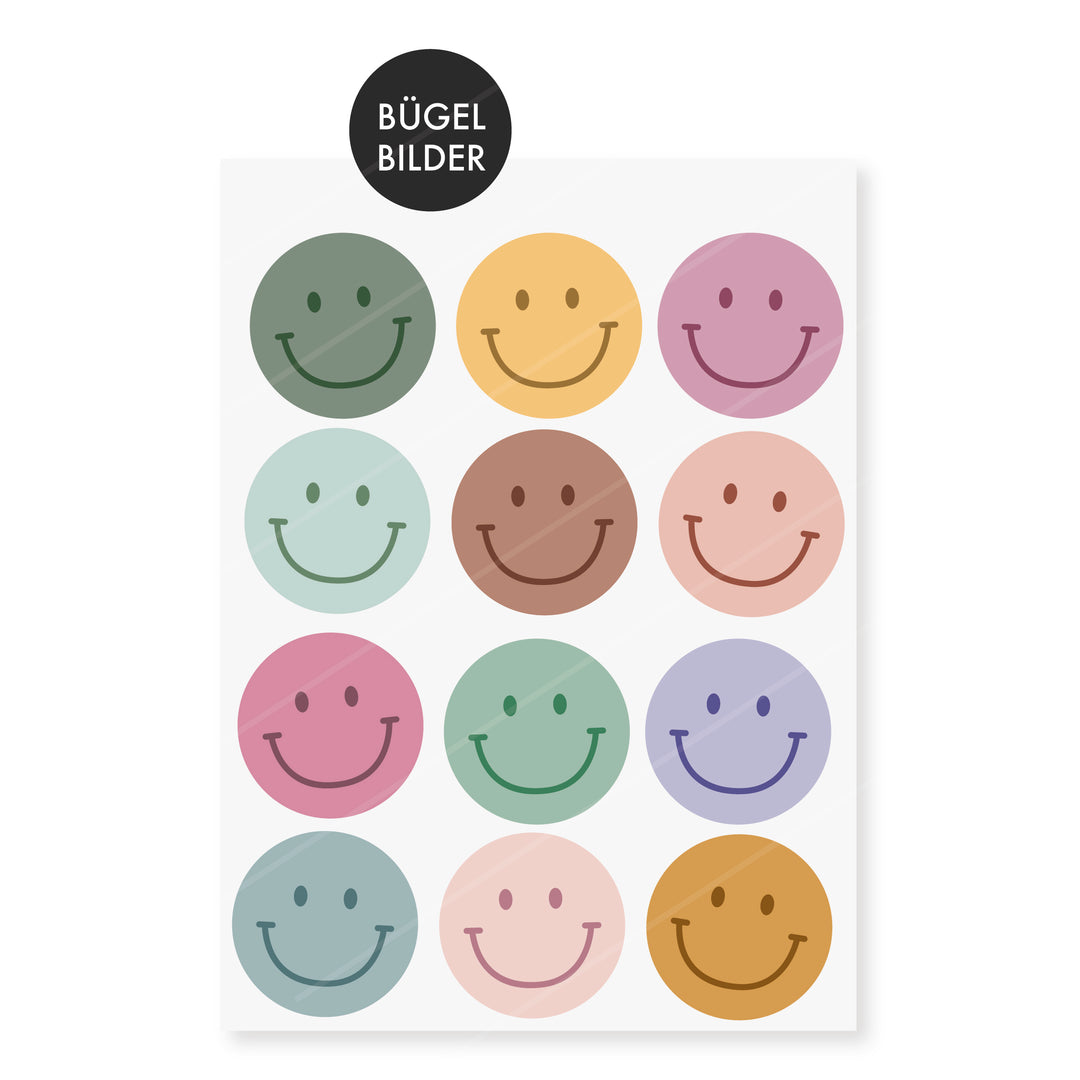Bügelbild "Smile Mix" 12 Stück - Pastell