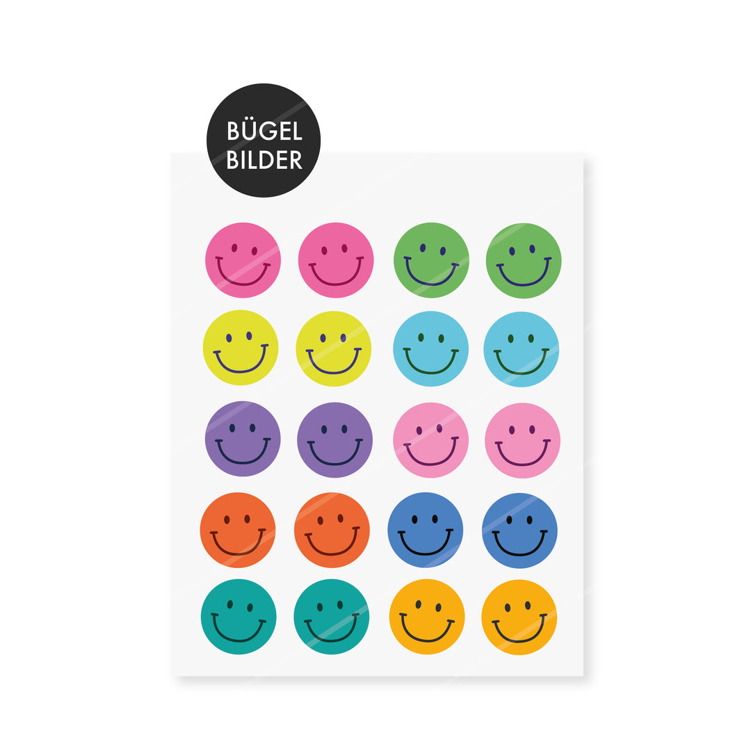 Bügelbild "Smile Mix MINI" 20 Stück - Regenbogen kräftig