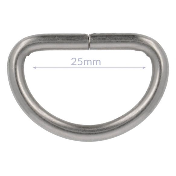 1 D Ring - 25 mm Nickel matt