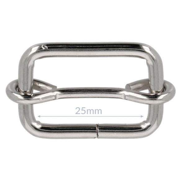 Schieber Metall Nickel glänzend (für 25mm Bänder)