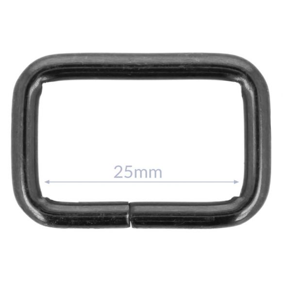 Vierkantring Metall Schwarz (für 25mm Bänder)