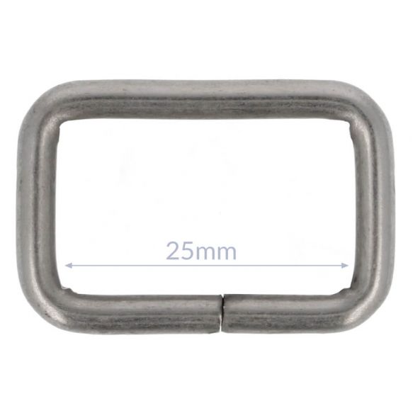 Vierkantring Metall Nickel matt (für 25mm Bänder)