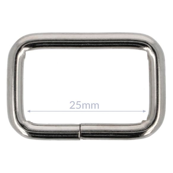 Vierkantring Metall Nickel glänzend (für 25mm Bänder)