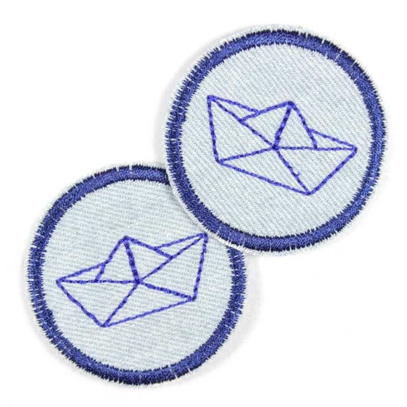 Bügelpatch Boot - Hellblau