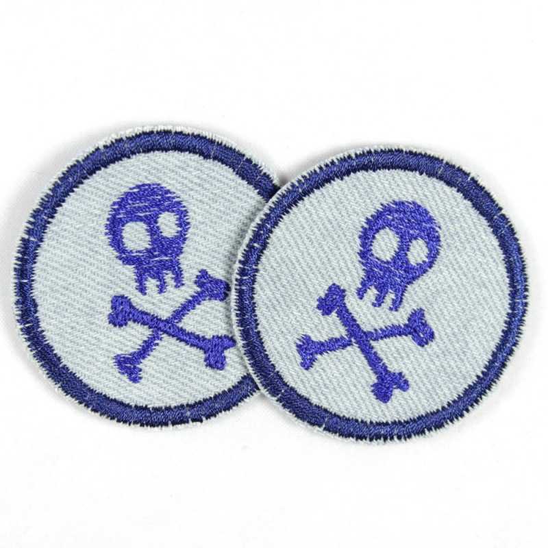 Bügelpatch Skull - Blau