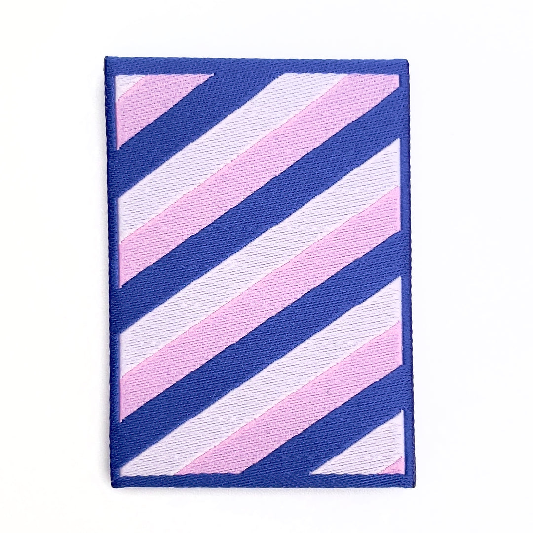Webpatch zum Aufnähen Streifenliebhaber - Blau Rosa - 1 Stück