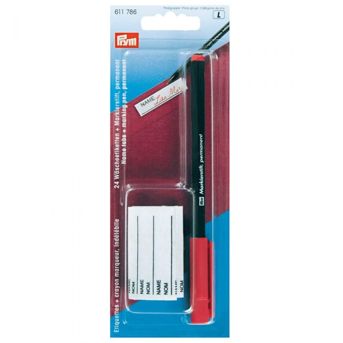 Markierstift mit 24 Wäscheetiketten rot