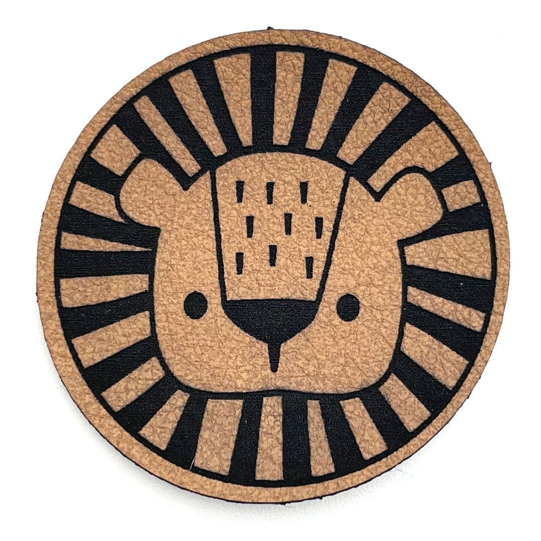 1 Kunstlederlabel "Löwe" - Braun