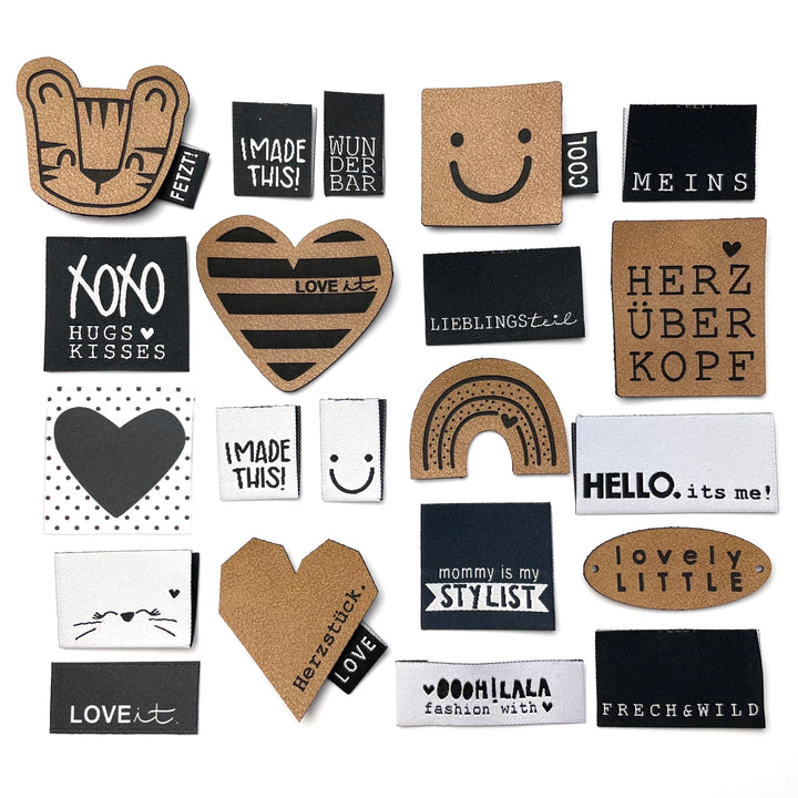 Weblabel WUNDERBAR - Schwarz - 4 Stück