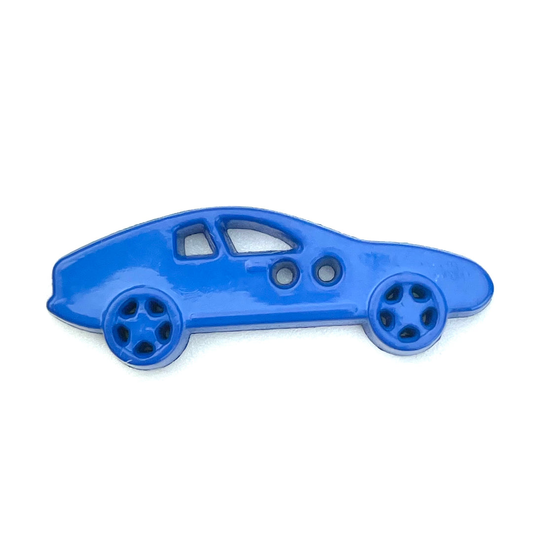 1 Knopf Rennauto - Blau