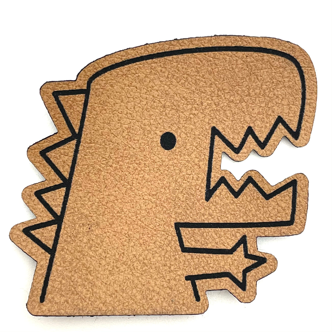 1 Kunstlederlabel "Dino" - Braun