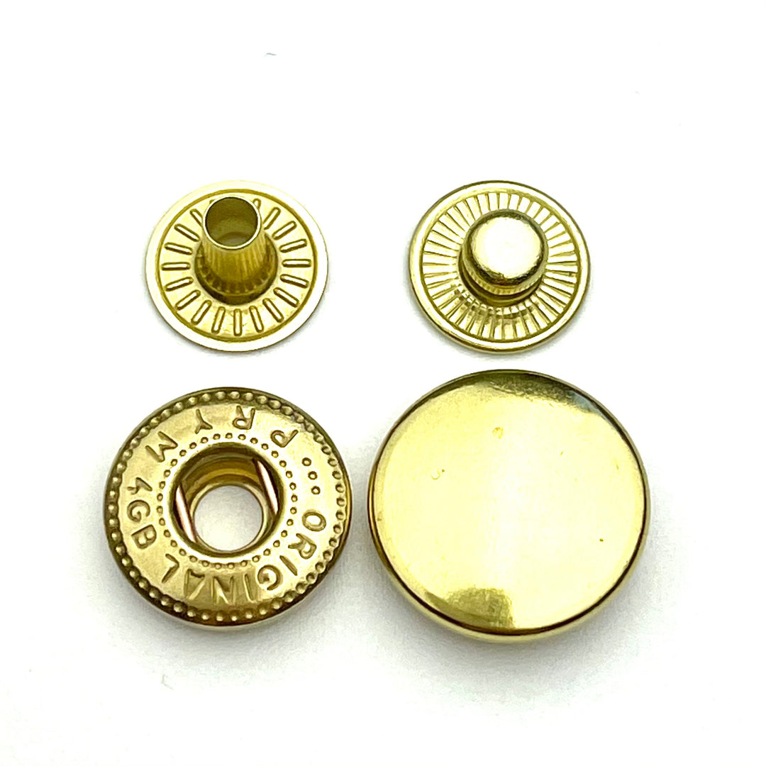 10 Metalldruckknöpfe goldfarbig 15mm inkl. Werkzeug