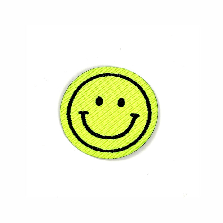 gewebtes Bügelpatch Mini Smile Ey! - Neongelb