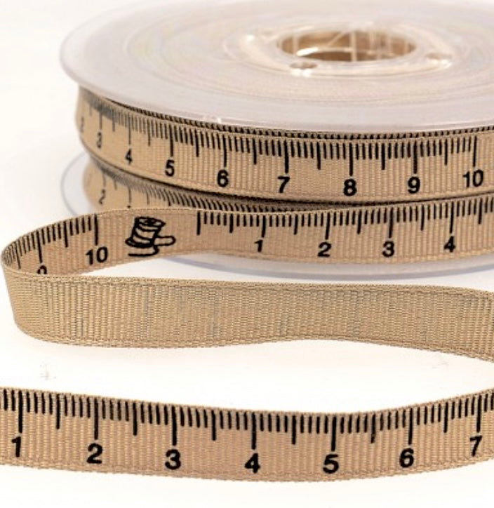 1m Ripsband 10mm - Maßbandborte Beige