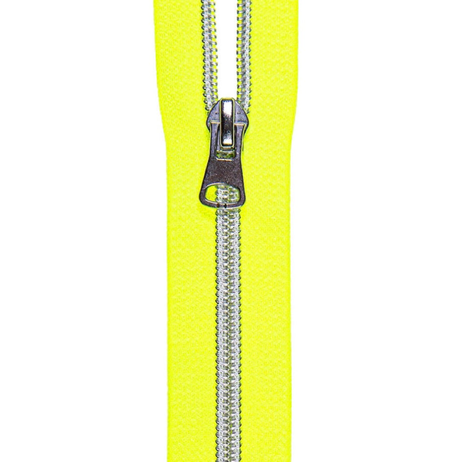 1m Reißverschluss inkl. 3 Zipper - Neongelb
