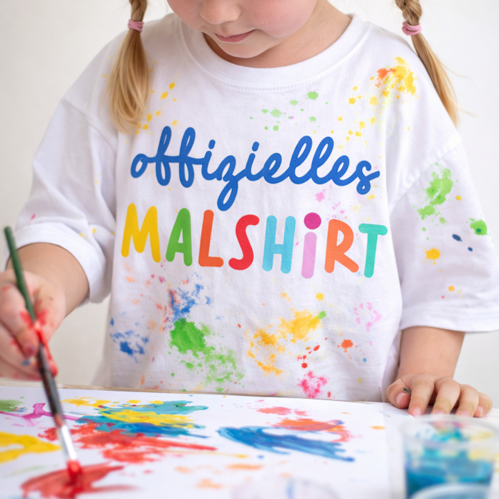 XL Bügelbild "offizielles Malshirt" + kleines ABC