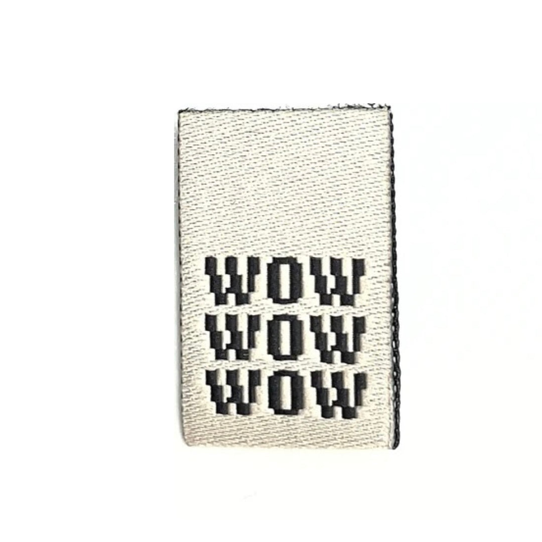 Weblabel "wow wow wow" - Beige - 4 Stück