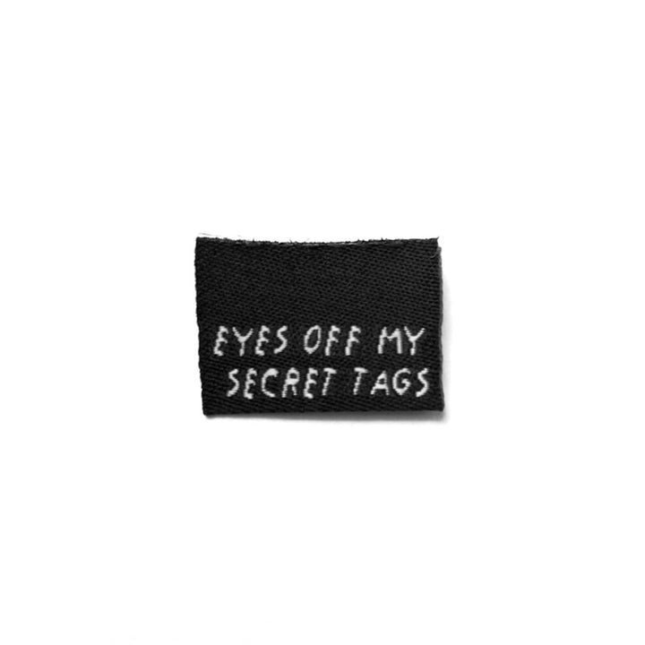 Weblabel Mini "Eyes off my secret tags"- Schwarz - 3 Stück