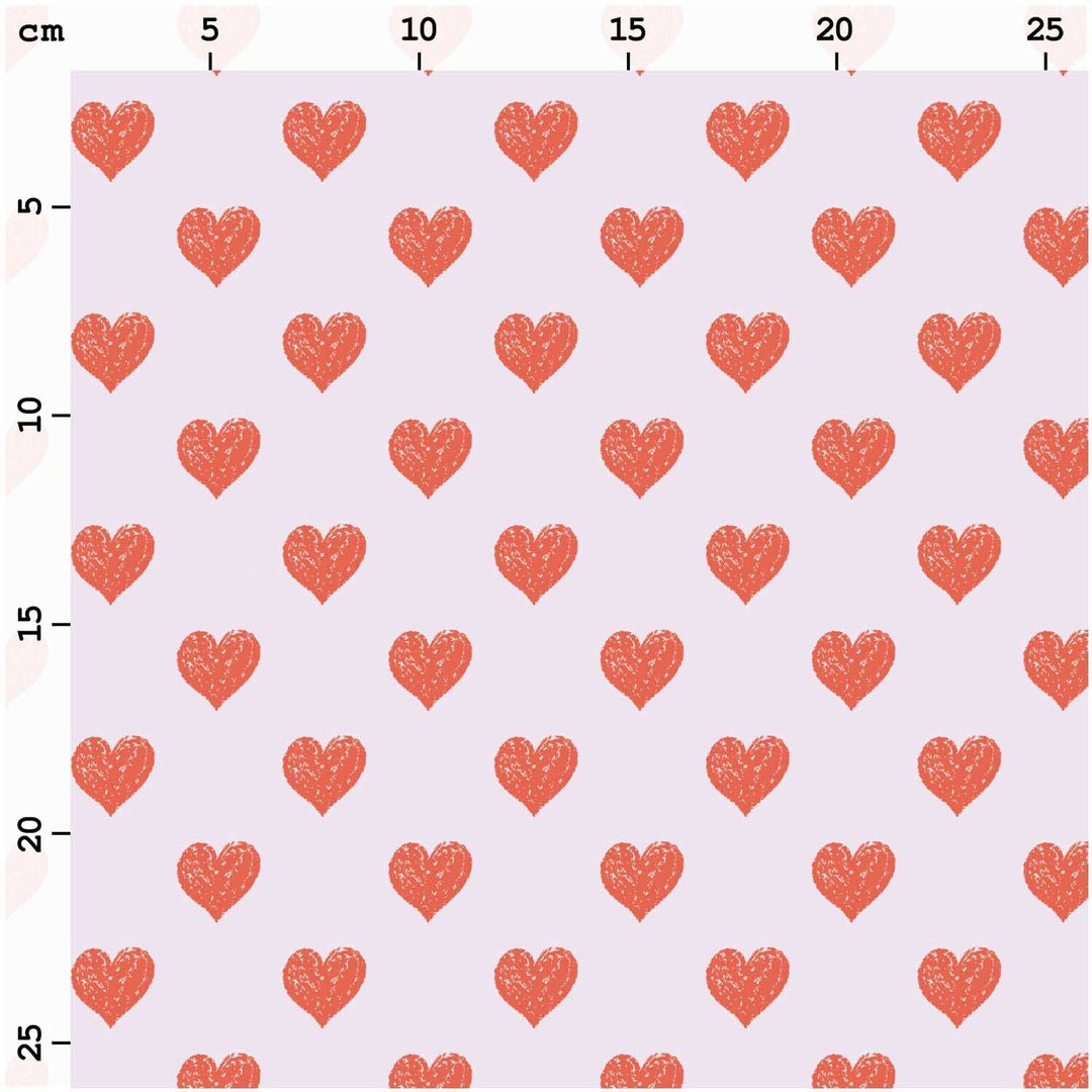 0,5 m Zuschnitt Baumwollwebware Herzen Rot