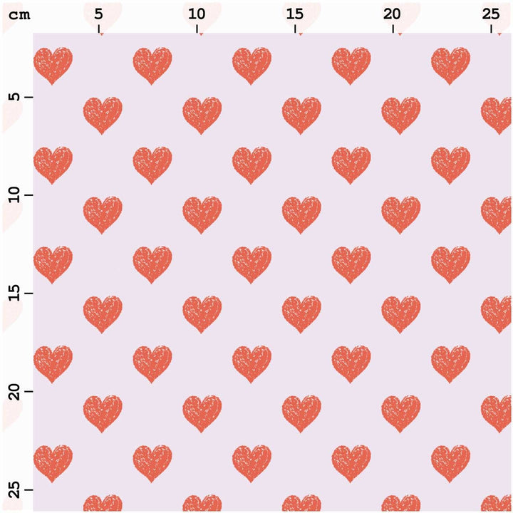 0,5 m Zuschnitt Baumwollwebware Herzen Rot