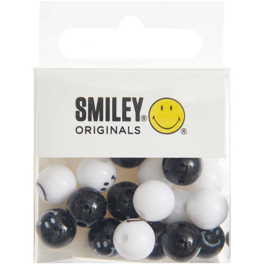 Smiley Perlen Mix - 21 Stück Schwarz Weiß