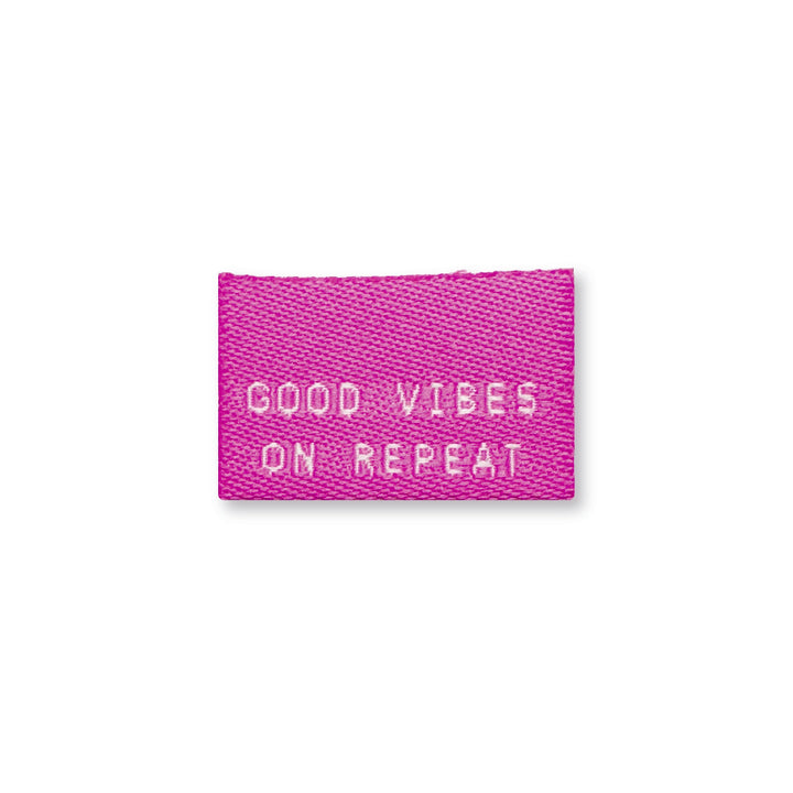 Weblabel Mini "Good vibes on repeat" - Pink - 3 Stück