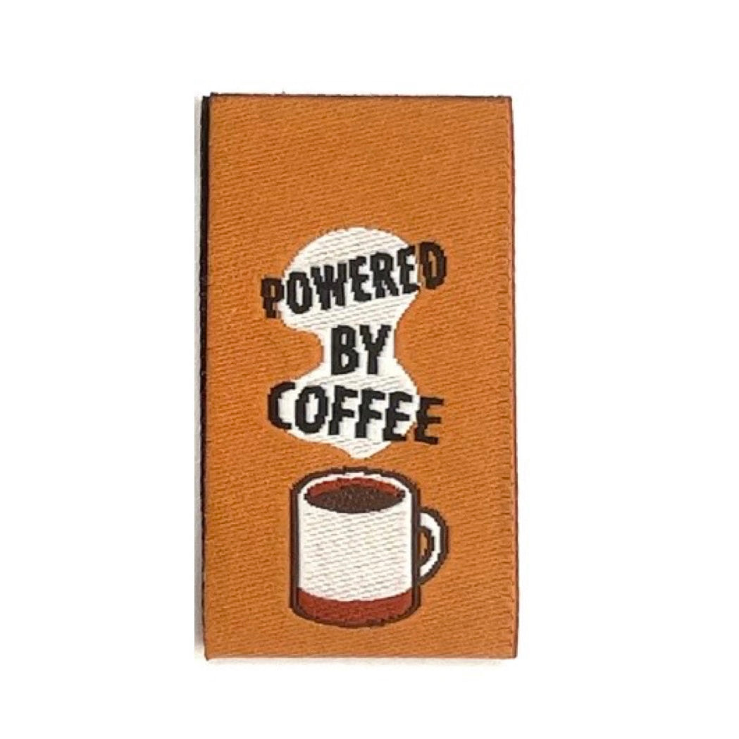 Weblabel „powered by coffee" - Orange - 3 Stück