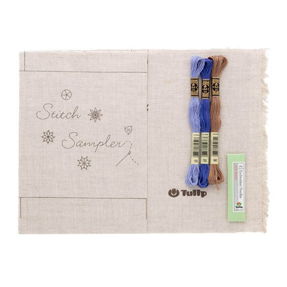 DIY Stickpackung - Stitch Sampler - Blau - in Englisch