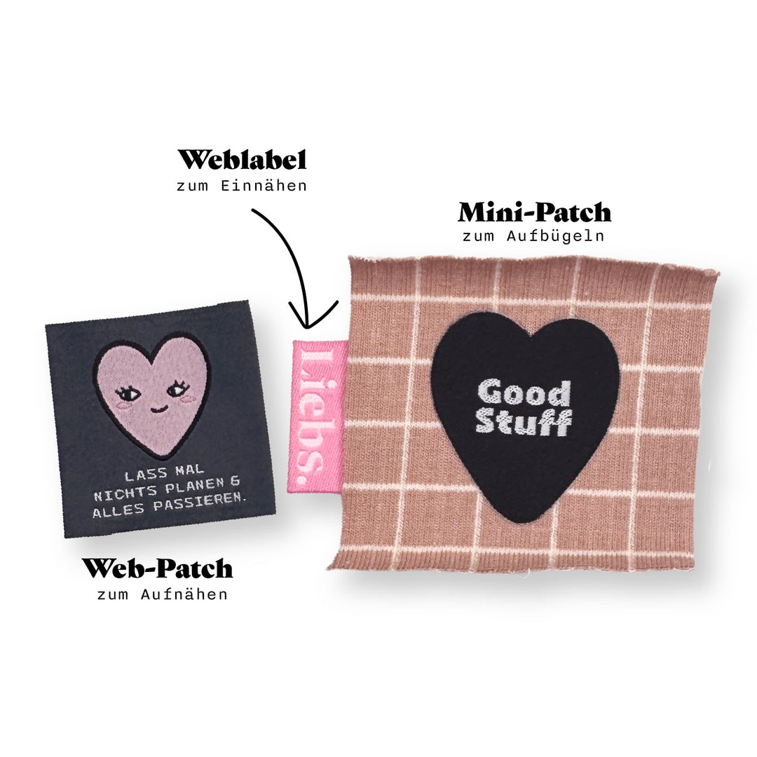 gewebtes Bügelpatch Mini Herz- Good Stuff