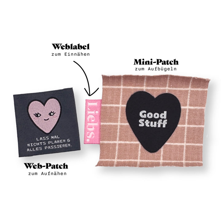gewebtes Bügelpatch Mini Herz- Good Stuff