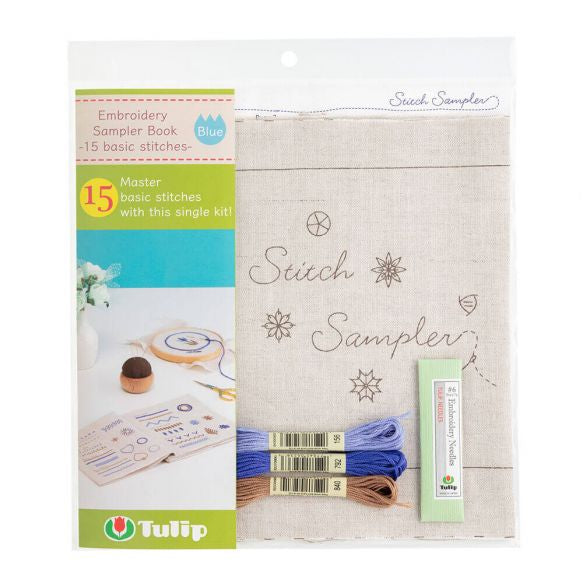 DIY Stickpackung - Stitch Sampler - Blau - in Englisch