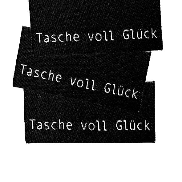 3 Weblabel "Tasche voll Glück" - Schwarz