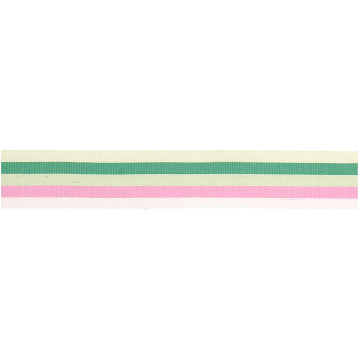 3m Ripsband -25mm Grün Rosa