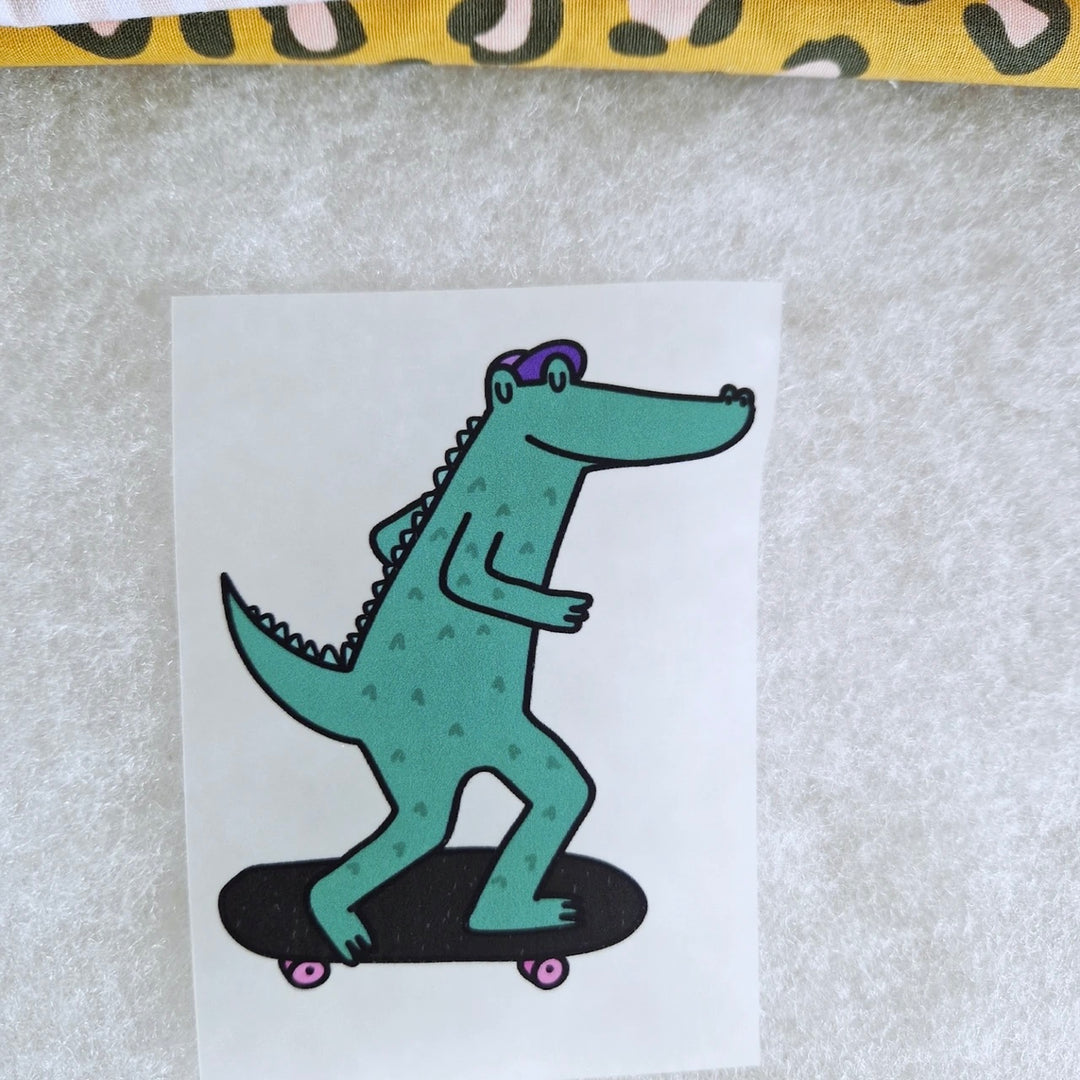 Bügelbild Skater Krokodil
