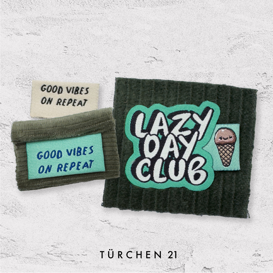 Weblabel "Good vibes on repeat" - Türkis - 3 Stück