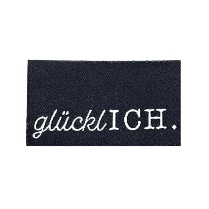 Weblabel „glücklICH“ - Schwarz - 3 Stück