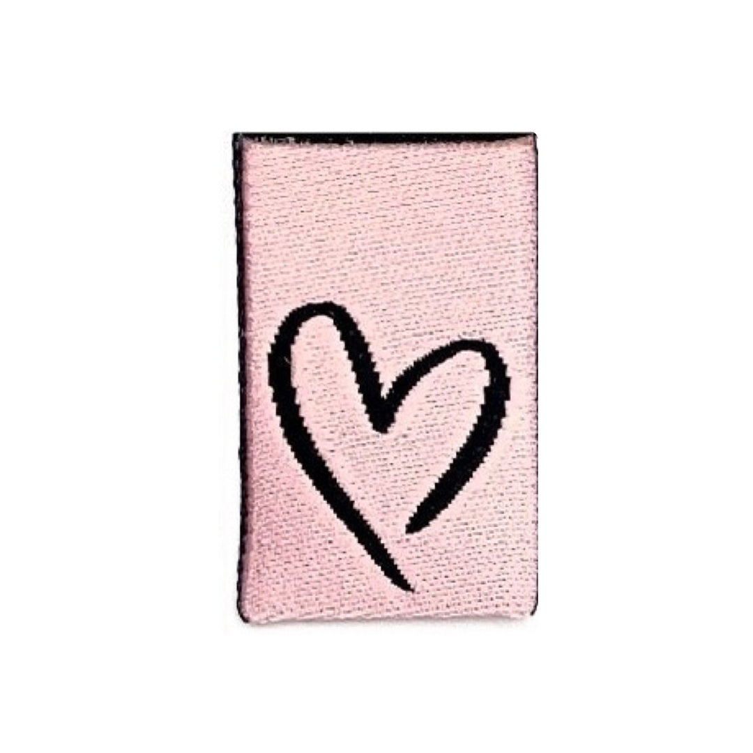 Weblabel gemaltes Herz - Rosa - 4 Stück