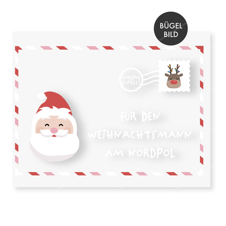 Bügelbild Nordpolbrief Weihnachtsmann A5