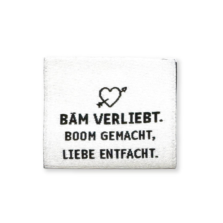 Weblabel "Bäm verliebt"- weiß - 3 Stück