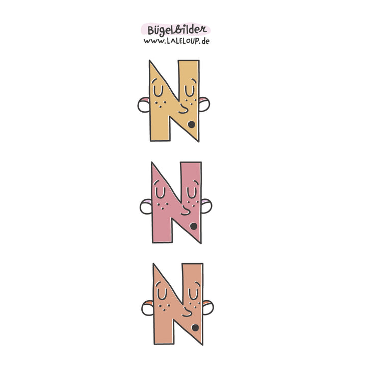 3er Set Bügelbild witzige Buchstaben - von A bis Z