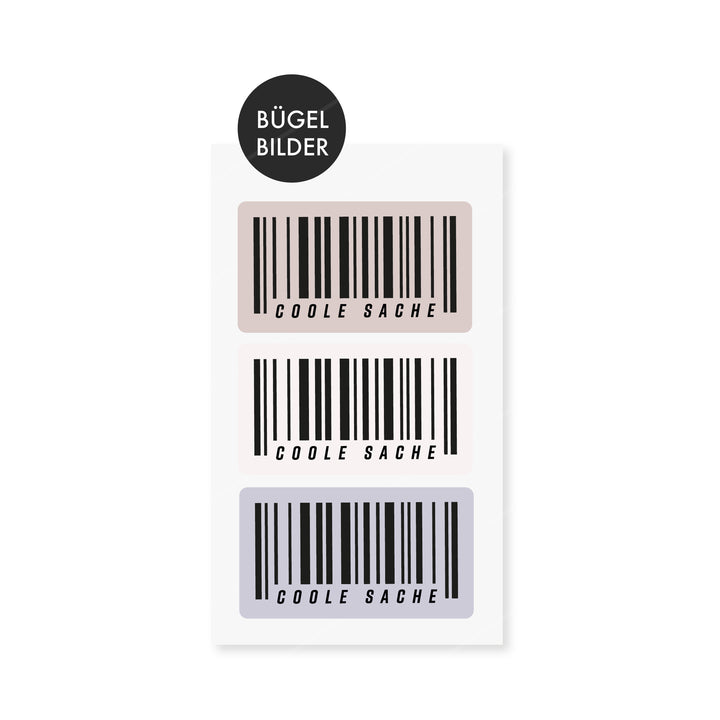 Bügelbild Strichcode - coole Sache - 3er Set