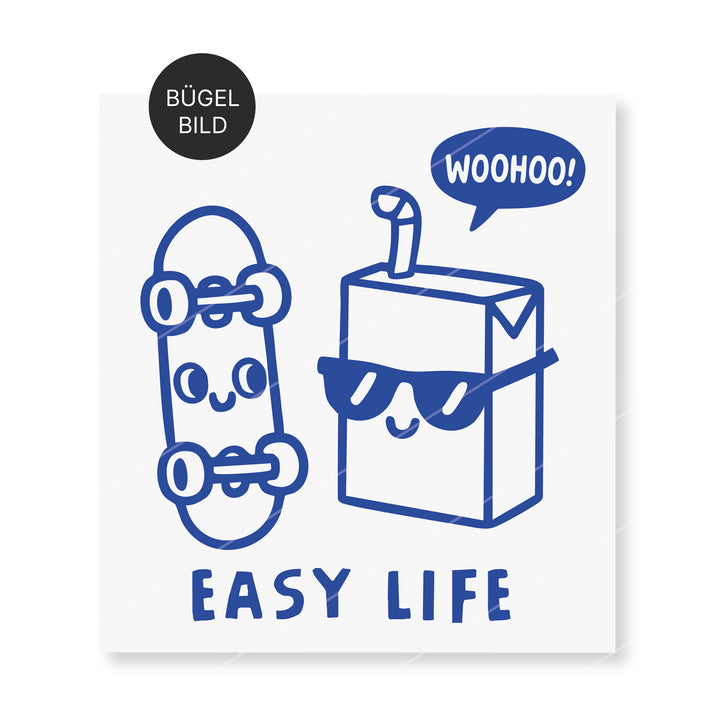 Bügelbild "Easy Life" Trinkpäckchen cool