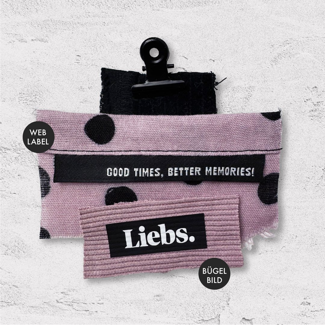 Weblabel "Good times, better memories!" - Schwarz - 3 Stück